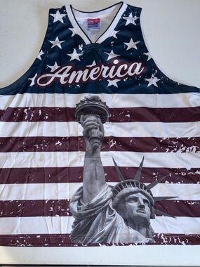 Official USA drinking team America Statue of Liberty Patriotic Basketball Jersey